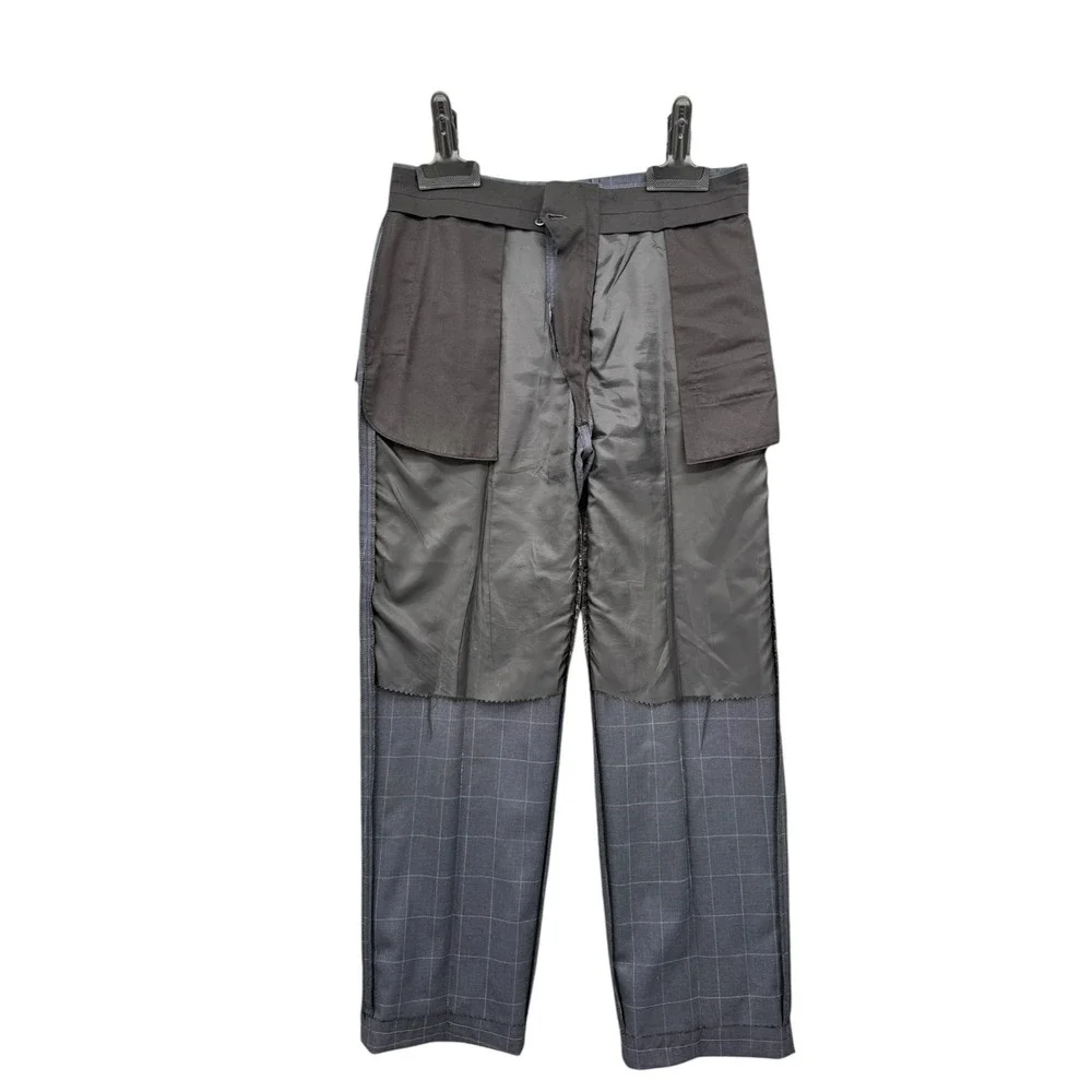 Jos A Bank Gordon Suit 42R Gray Windowpane Wool 2 Piece Mens Dress Suit Pants 34